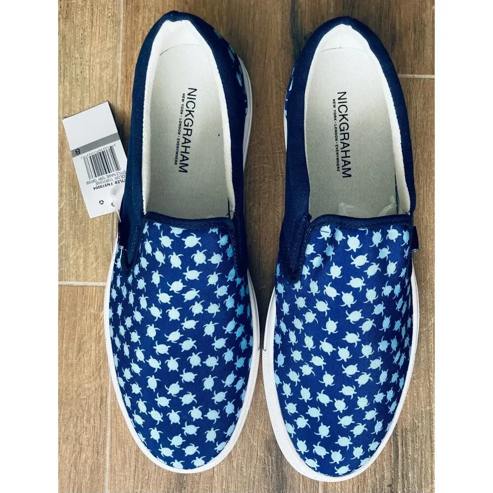 Nick Graham Slip On Shoes Sea Turtles Blue 8